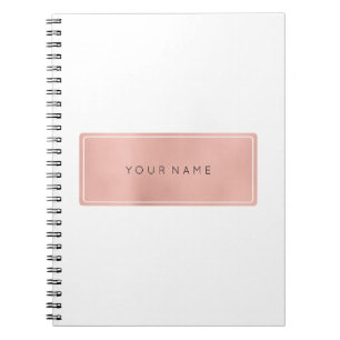 Rectangular Pink Rose Gold Powder Metallic Notebook