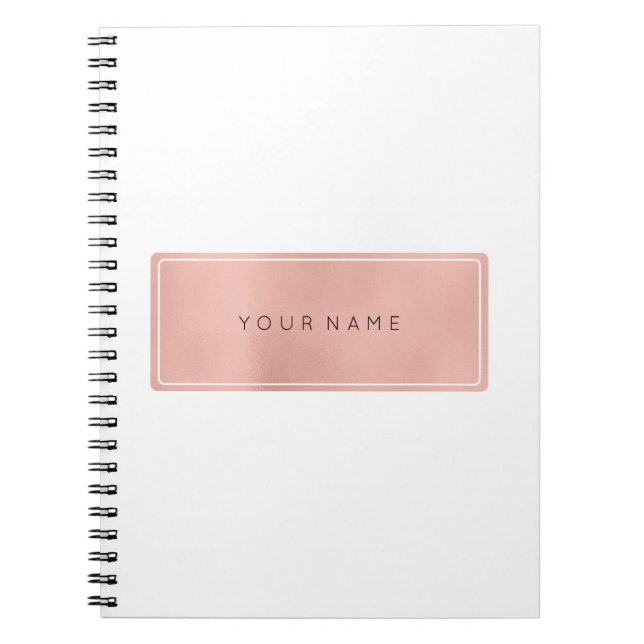 Rectangular Pink Rose Gold Powder Metallic Notebook (Front)