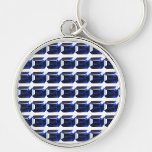 Rectangular Sapphire Blue Key Ring