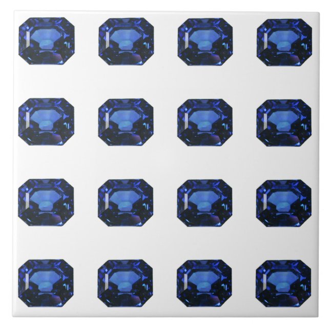 Rectangular Sapphire Blue Pattern Tile (Front)