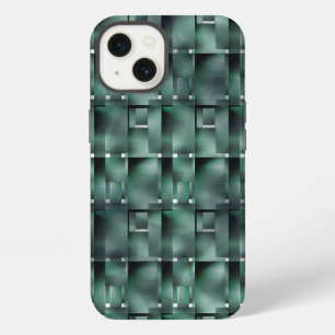 Rectangular shapes in dark and spotted green iPhone 13 case