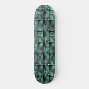 Rectangular shapes in dark and spotted green skateboard