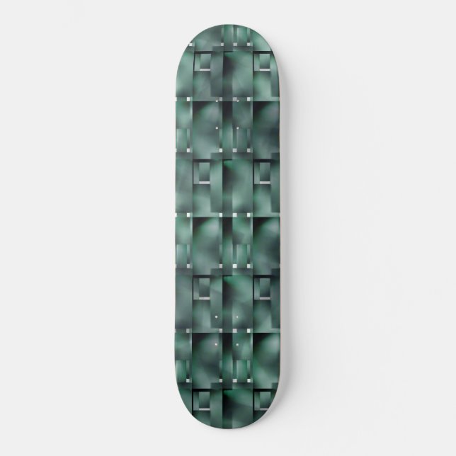 Rectangular shapes in dark and spotted green skateboard (Front)