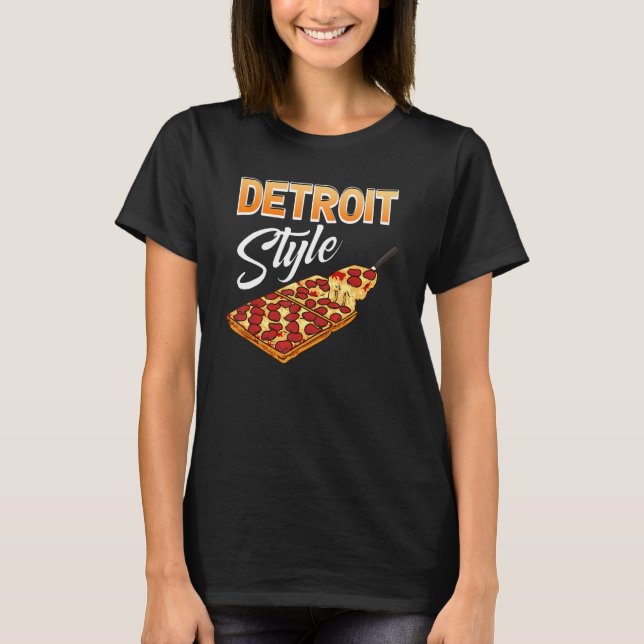 Rectangular Thick Crust Food Michigan Detroit Styl T-Shirt (Front)