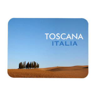Rectangular Tuscany magnet with cypress and text