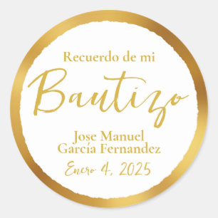 Recuerdo de mi Bautizo Classic Round Sticker