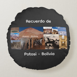 Recuerdo de Potosi Bolivia Round Cushion