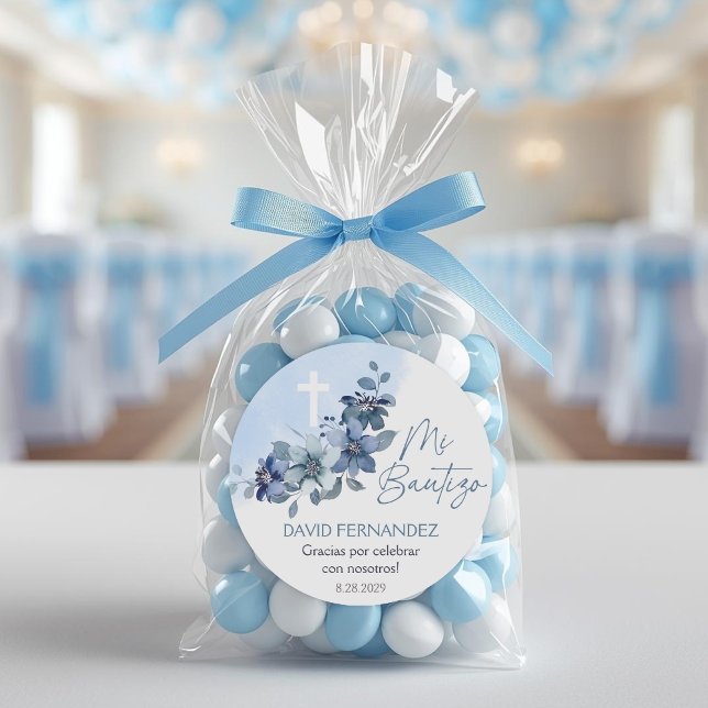 Recuerdos de Bautizo Baptism Christening Favours Classic Round Sticker (Creator Uploaded)