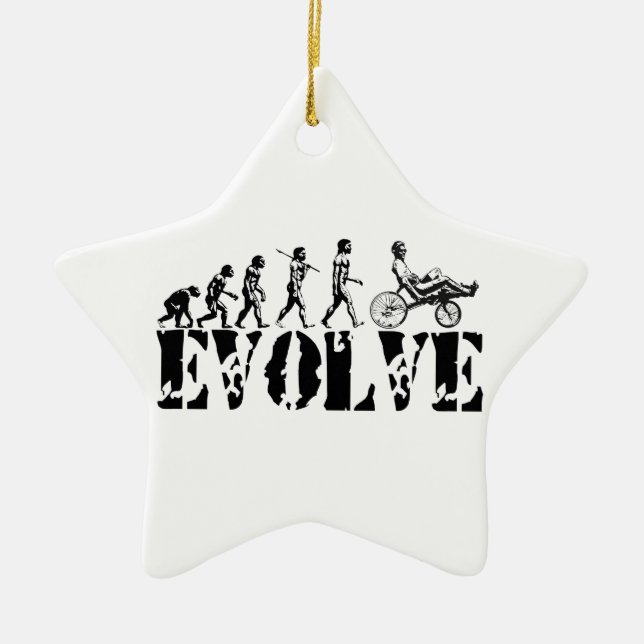 Recumbent Bicycle Evolution Fun Sports Art Ceramic Tree Decoration (Front)
