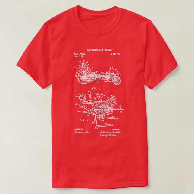 Recumbent Bicycle Patent, Recumbent Bicycle gift  T-Shirt (Design Front)