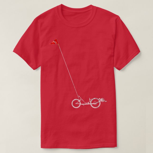 Recumbent Bicycle  with Safety Flag  T-Shirt (Design Front)