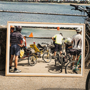 Recumbent Bicycles and Cyclists by Waterfront Poster