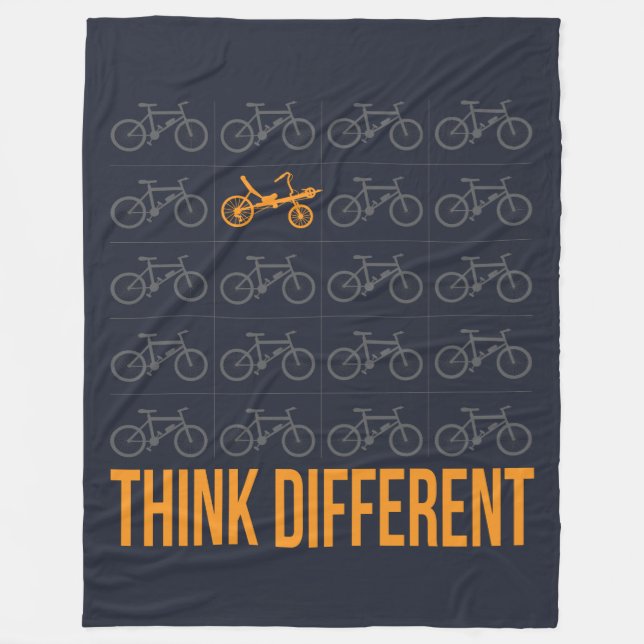 Recumbent Bike Cyclist Think Different Quote Fleece Blanket (Front)