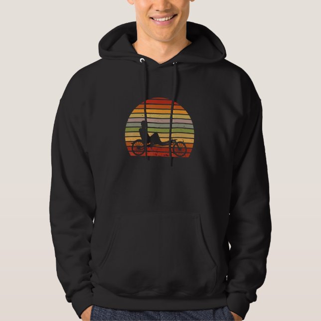 Recumbent Bike Retro Vintage Sunset Recumbent Bicy Hoodie (Front)
