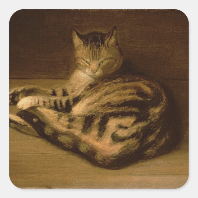 Recumbent Cat, 1898 Square Sticker (Front)