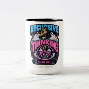 Recursive Thinking Personalised Funny Overthinking Two-Tone Coffee Mug