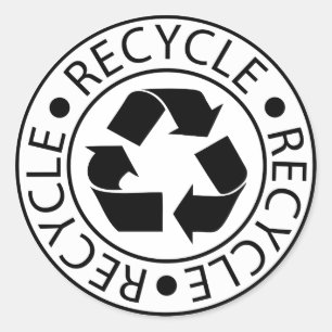 Recycle Black Logo Classic Round Sticker