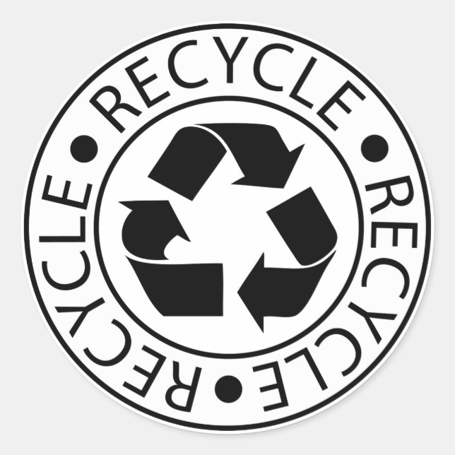 Recycle Black Logo Classic Round Sticker (Front)