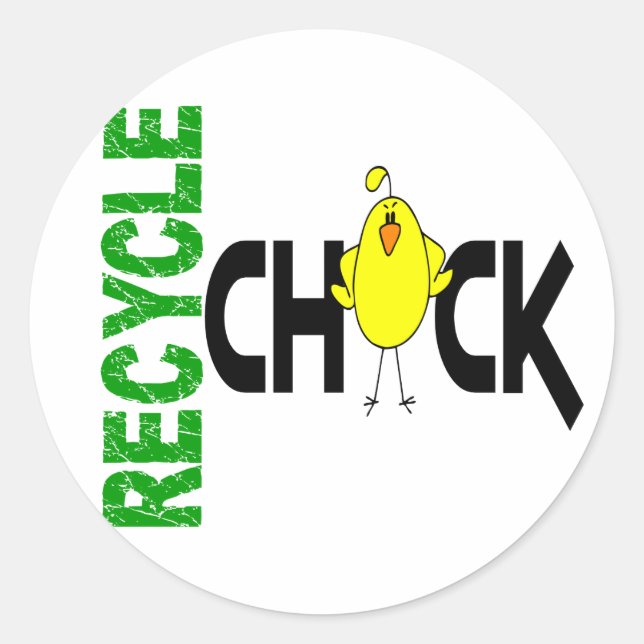 Recycle Chick 1 Classic Round Sticker (Front)