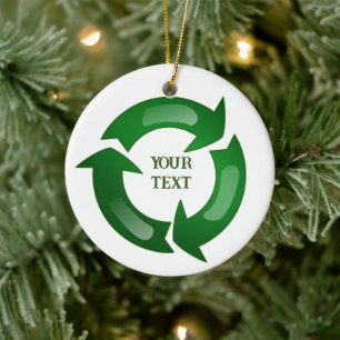 Recycle Circle Symbol Photo Christmas Ceramic Tree Decoration