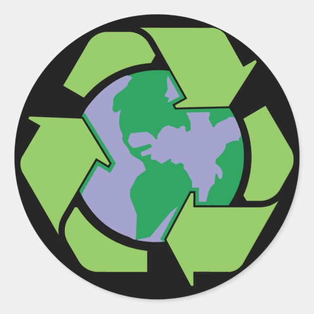 Recycle Earth Classic Round Sticker (Front)