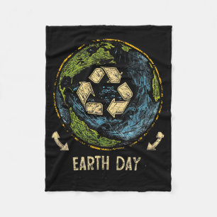 Recycle Earth Day Nature Planet Conservation Tree Fleece Blanket