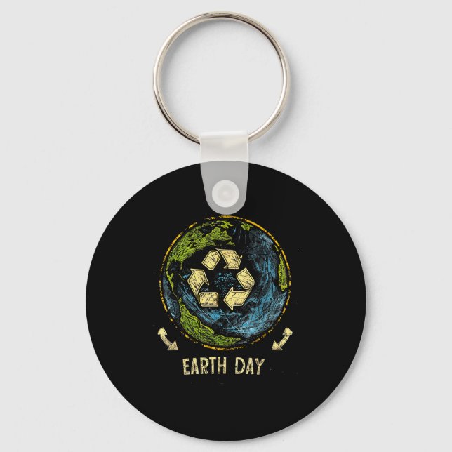 Recycle Earth Day Nature Planet Conservation Tree  Key Ring (Front)