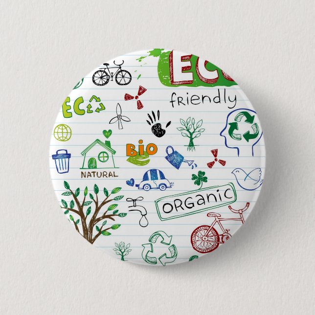 Recycle Eco Friendly 6 Cm Round Badge (Front)