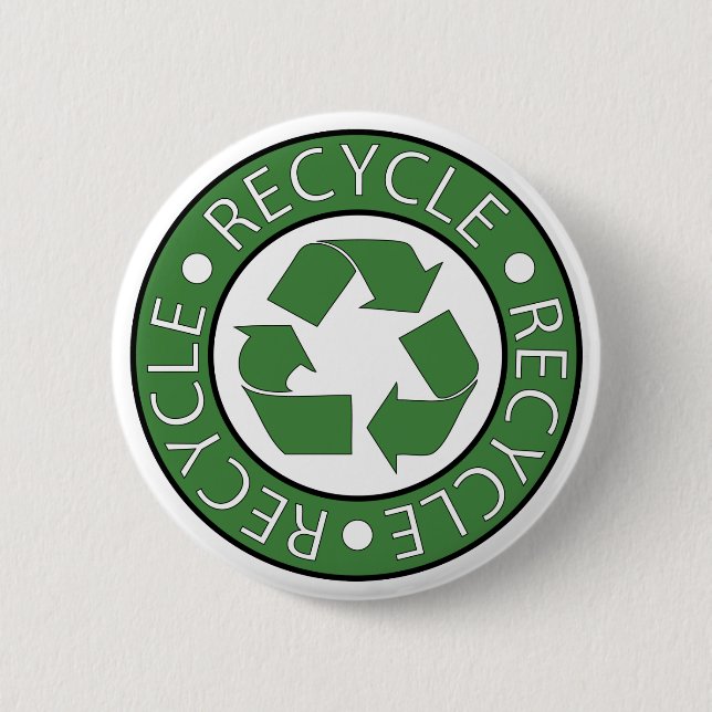 Recycle Green 6 Cm Round Badge (Front)