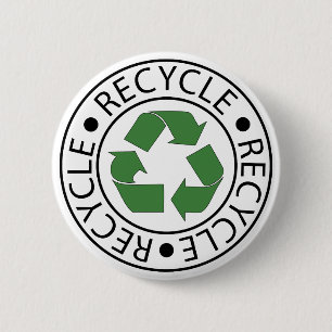 Recycle Green Ceter Logo 6 Cm Round Badge