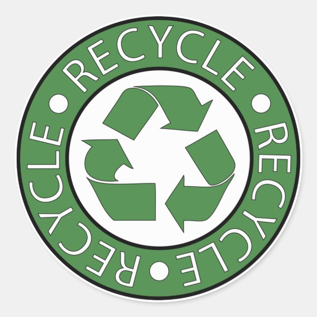 Recycle Green Classic Round Sticker (Front)