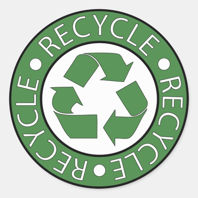 Recycle Green Classic Round Sticker (Front)