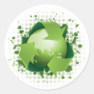 RECYCLE GREEN PLANET CLASSIC ROUND STICKER