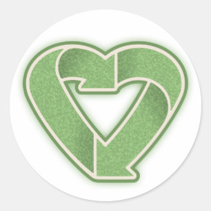 Recycle Heart -grn Classic Round Sticker