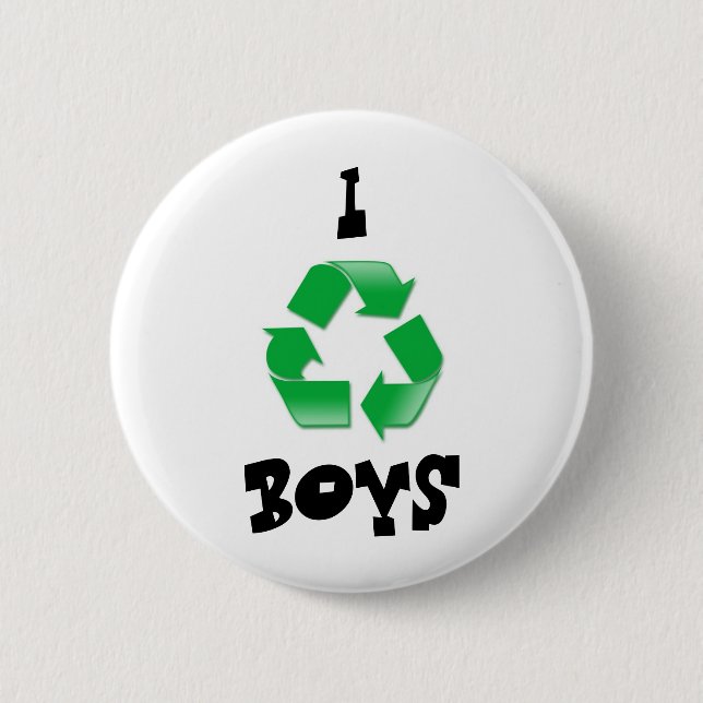 recycle, I, BOYS 6 Cm Round Badge (Front)