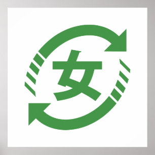 Recycle Japanese Girls   Kanji Nihongo Sign