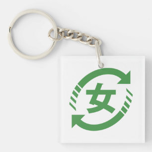 Recycle Japanese Girls   Kanji Nihongo Sign Key Ring