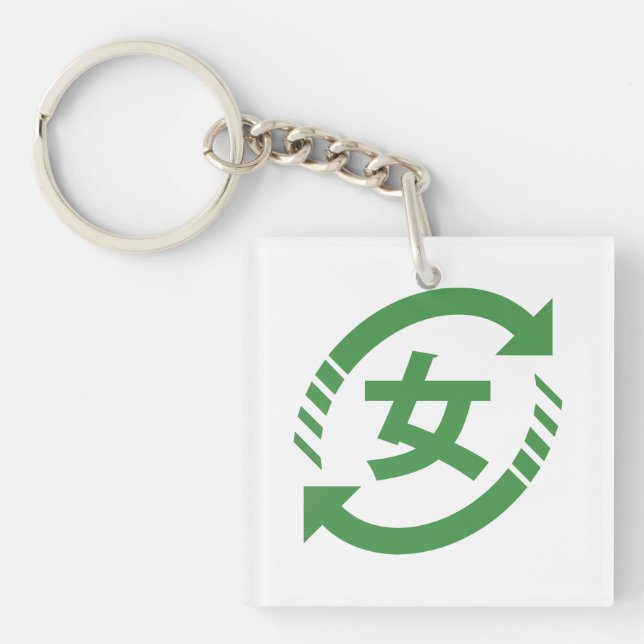 Recycle Japanese Girls | Kanji Nihongo Sign Key Ring (Front)