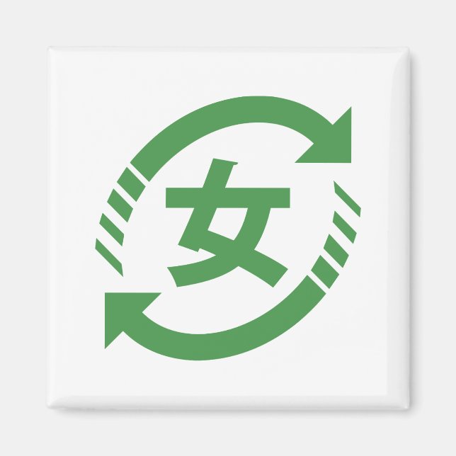 Recycle Japanese Girls | Kanji Nihongo Sign Magnet (Front)