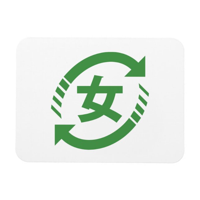 Recycle Japanese Girls | Kanji Nihongo Sign Magnet (Horizontal)