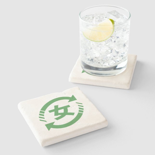 Recycle Japanese Girls | Kanji Nihongo Sign Stone Coaster (Side)