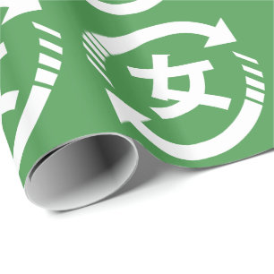 Recycle Japanese Girls   Kanji Nihongo Sign Wrapping Paper