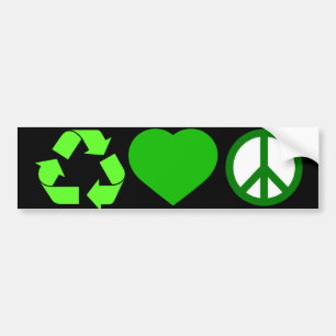 Recycle Love and Peace Bumper Sticker