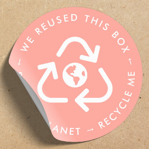 Recycle Me Reused Packaging Save the Planet Coral Classic Round Sticker