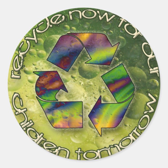 recycle now classic round sticker (Front)