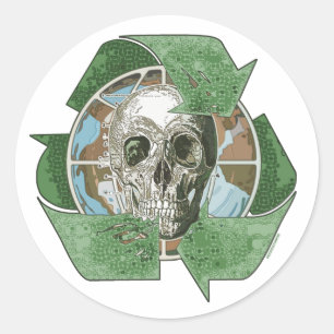 Recycle or Die Skull Classic Round Sticker