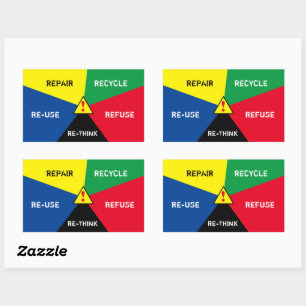 Recycle, Re-Use, Re-Fuse, Re-think / Save Planet Rectangular Sticker