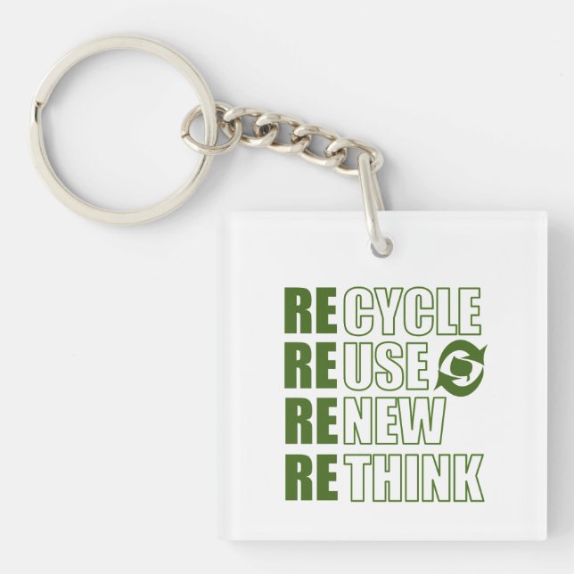 Recycle reduce reuse renew rethink key ring (Front)