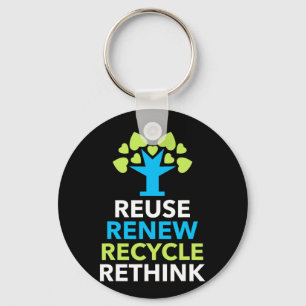 Recycle Reuse Renew Rethink Activism Earth Day Key Ring