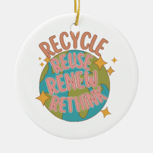 Recycle reuse Renew rethink Ceramic Tree Decoration